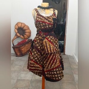 Dress African Print Wide w/Head Tie🤎💛❤️